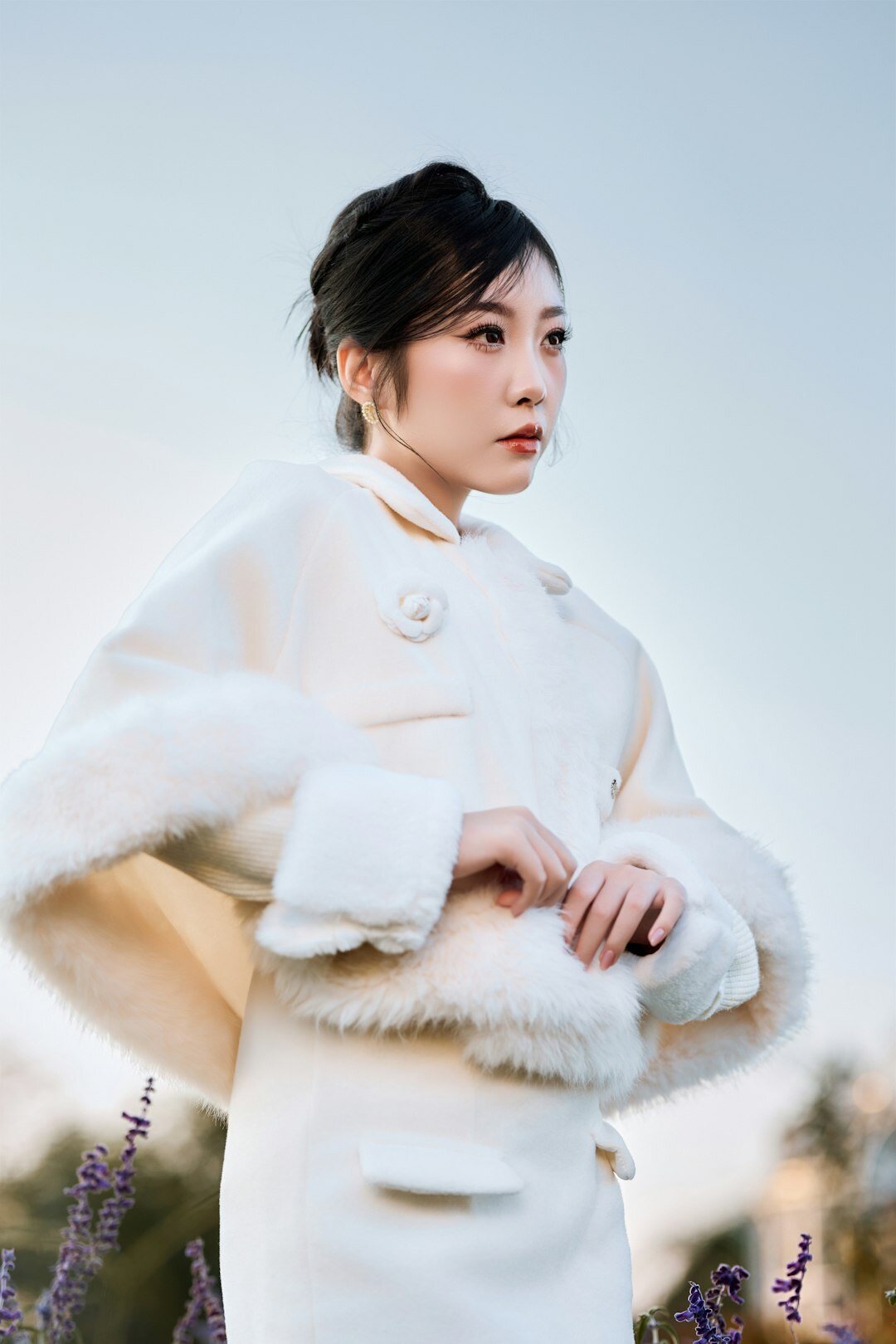 elegant woman in winter coat